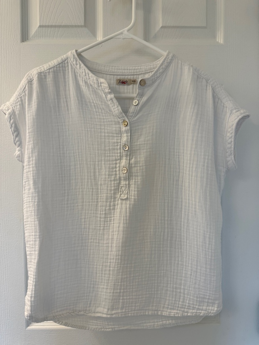 Faherty Dream Cotton Gauze Top, Size XS 100% Organic Cotton, White